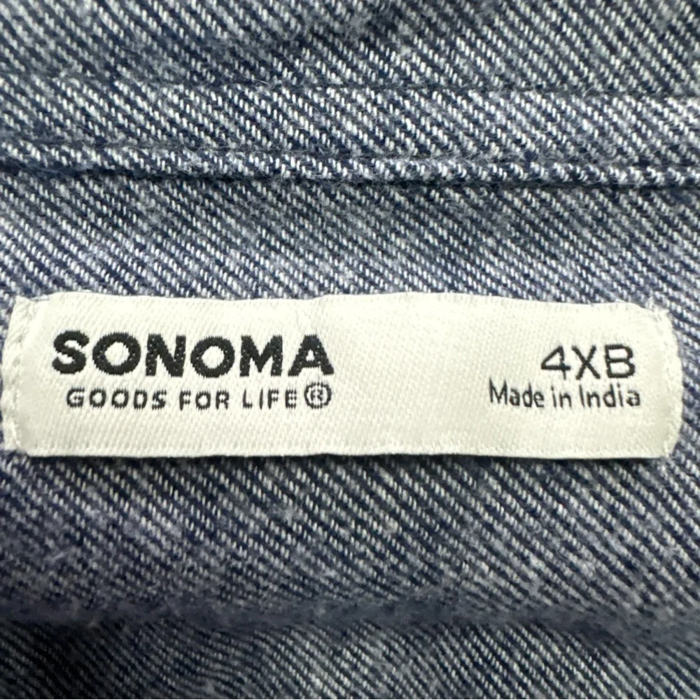 MEN'S SONOMA SIZE 4XB LONG SLEEVE FLANNEL BUTTON FRONT SHIRT WITH CHEST POCKETS